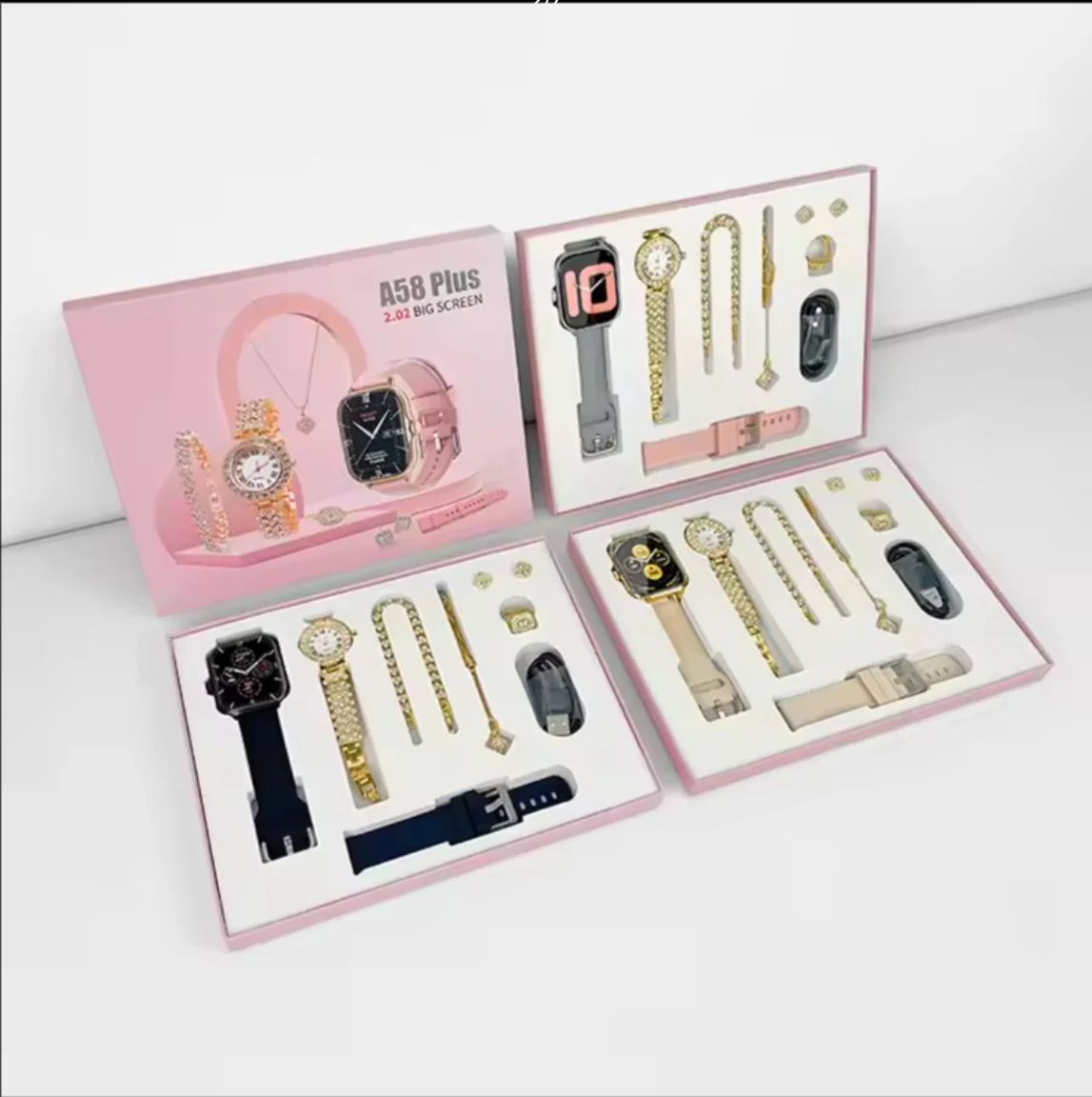 A58 Plus Smartwatch Gift Set – Luxury & Function in One Box